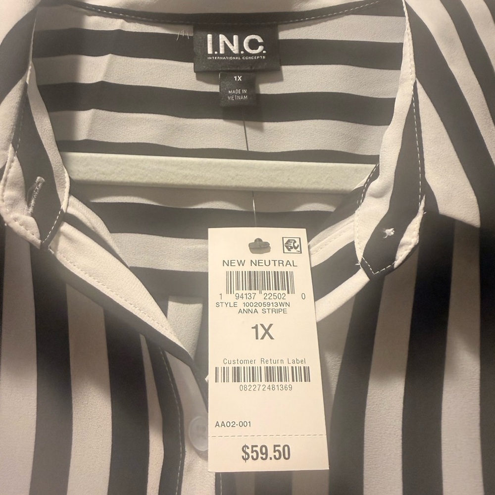 INC International Concepts Women’s Striped Button Down Shirt